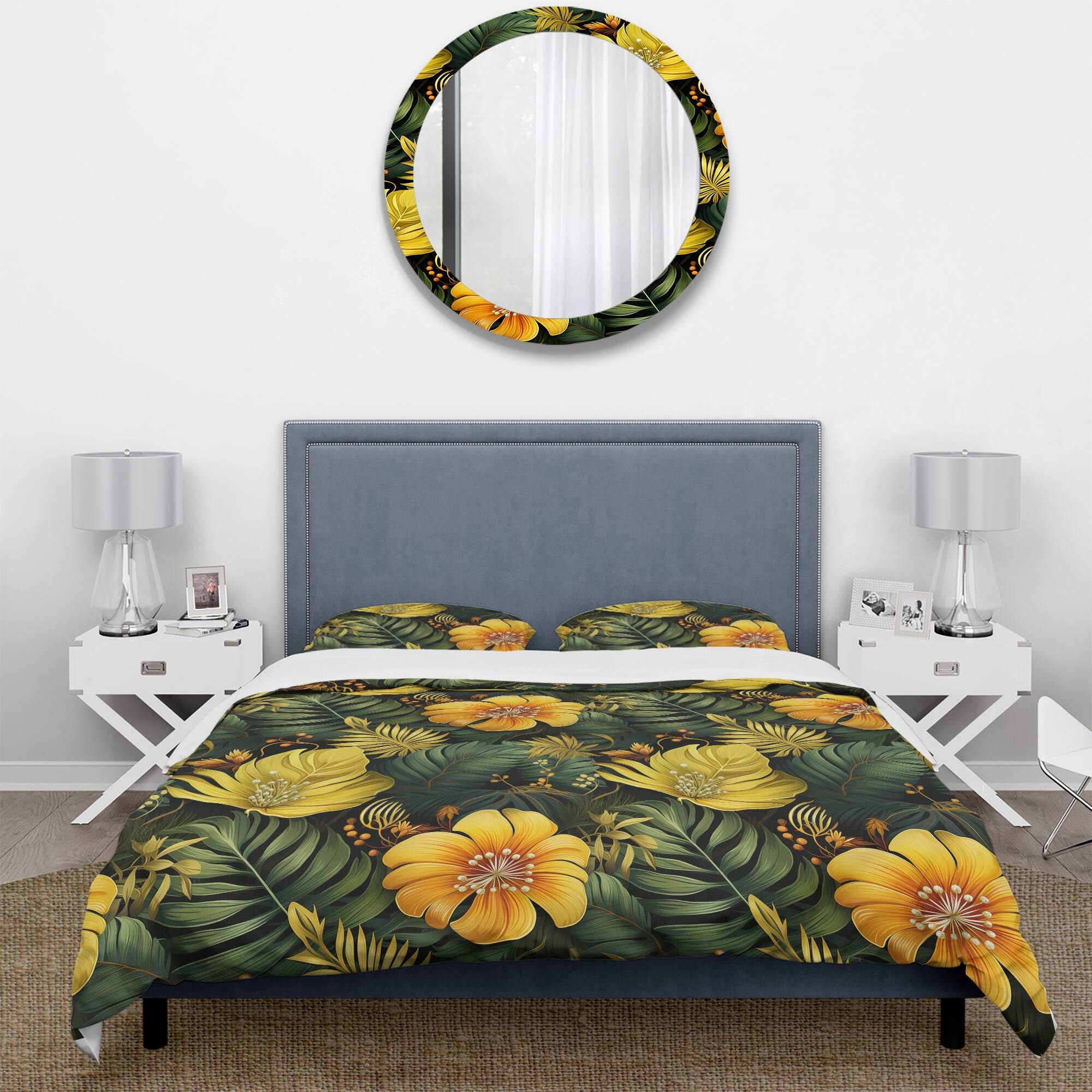 Designart "Monstera Magic Tropical Pattern III" Yellow Floral Bedding